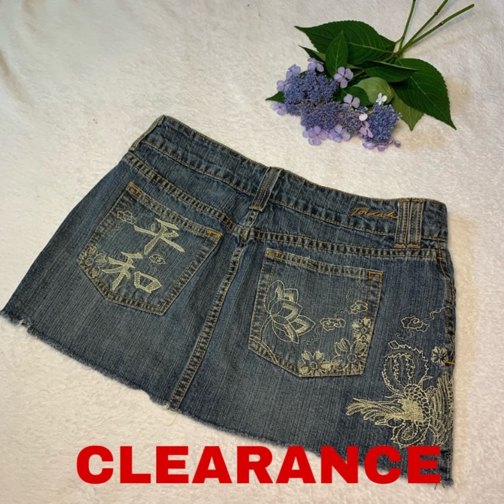 Jordache Embellished Cutoff Mini Jean Skirt